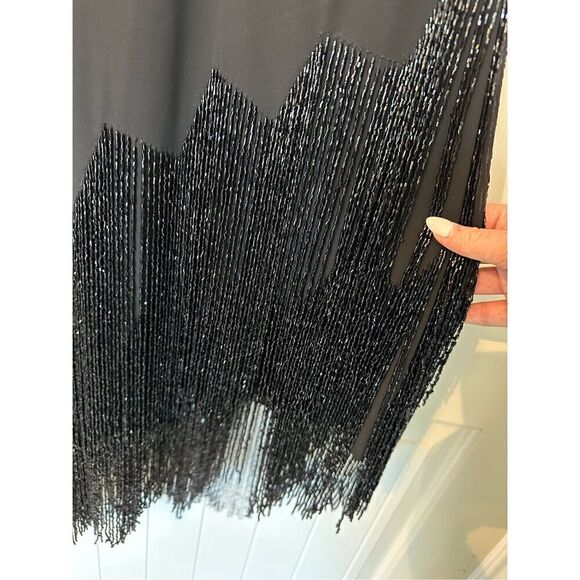 NWT NBD Revolve Annika Beaded Fringe Black Asymmetrical Mini Dress Size XXS - Picture 4 of 13